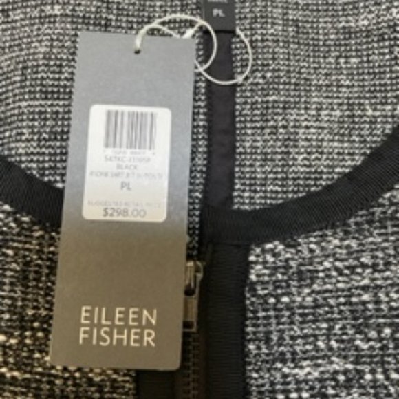 Eileen Fisher NWT Black Collarless Cropped Tweed Jacket Size PL - Picture 6 of 6